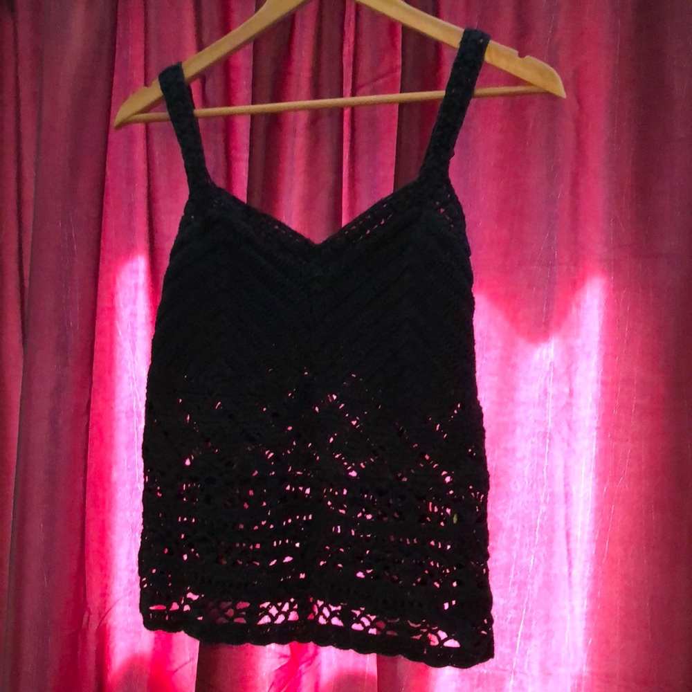 Vintage H&M crocheted black tank top